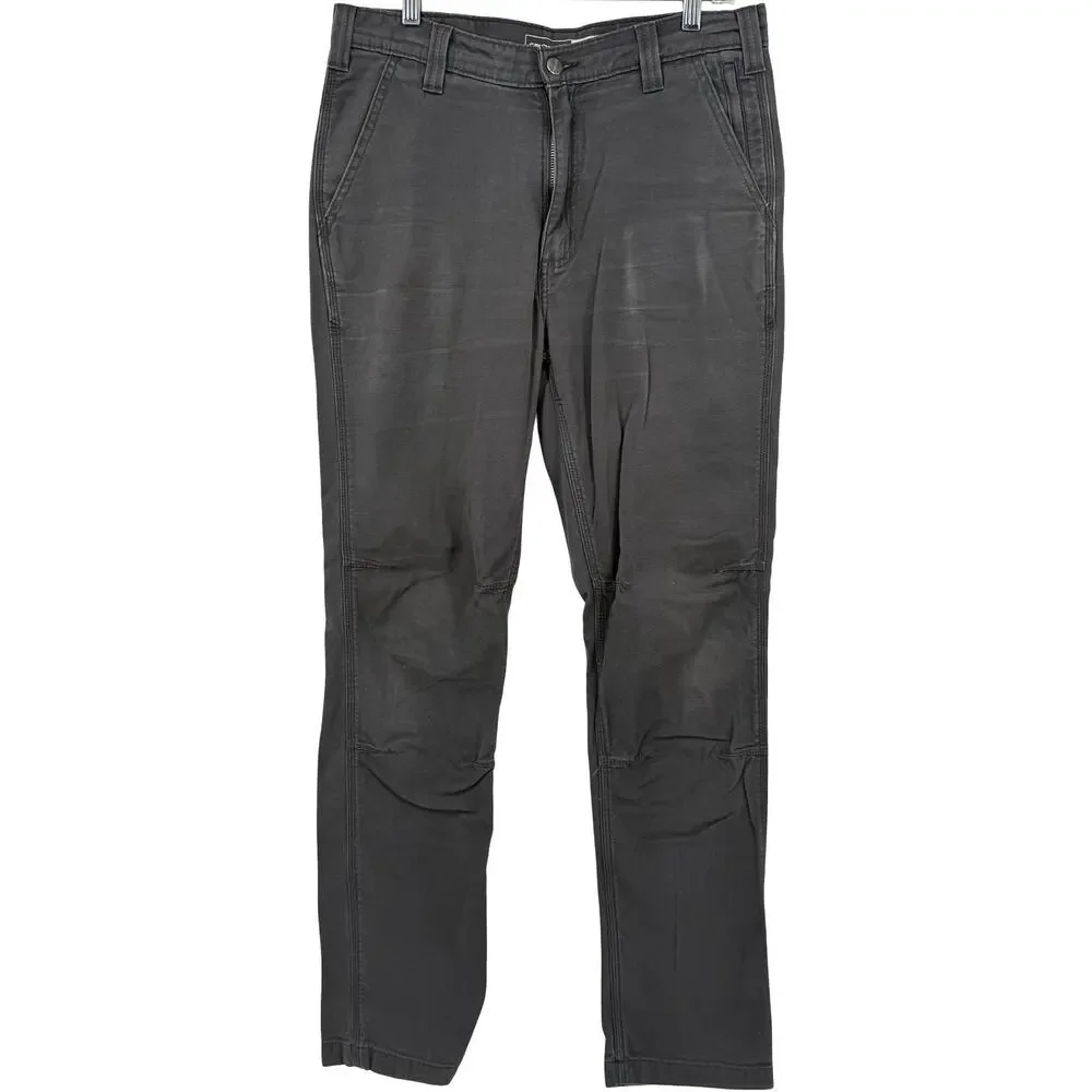 Mens Grey Carhartt Rugged Flex Slim Fit Canvas 5 Pocket Tapered Work Pants 32x34